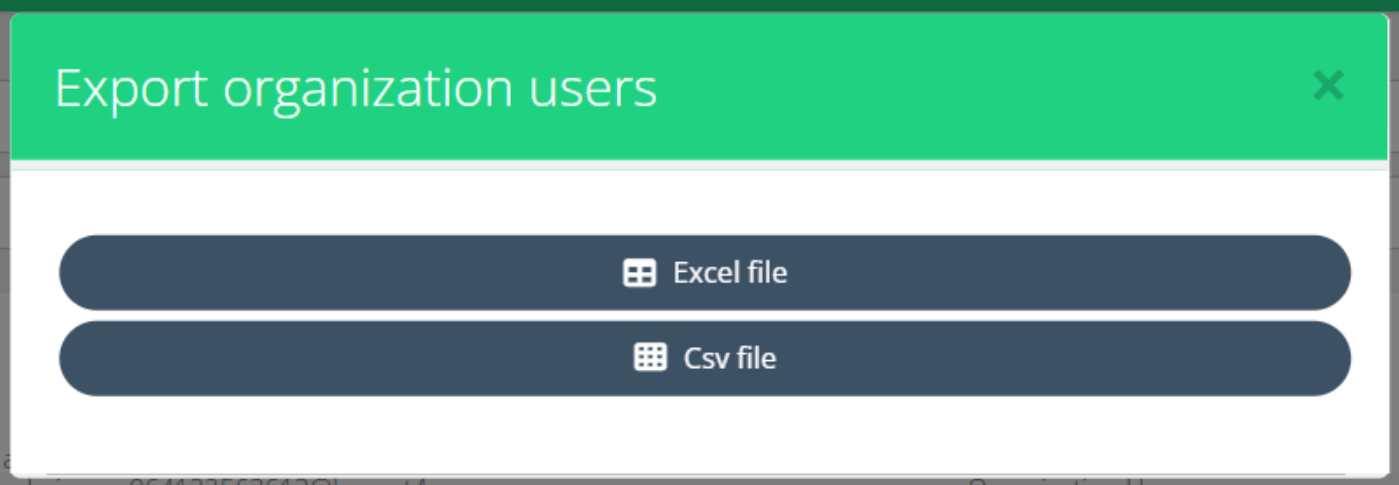 Export organization users modal