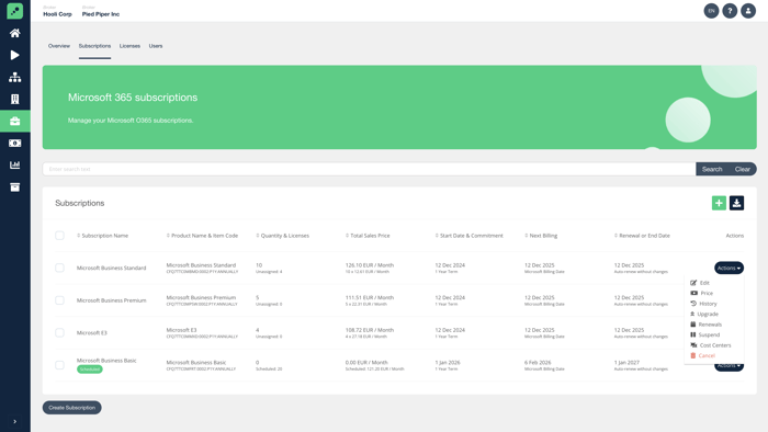 Manage CSP subscriptions and renewals