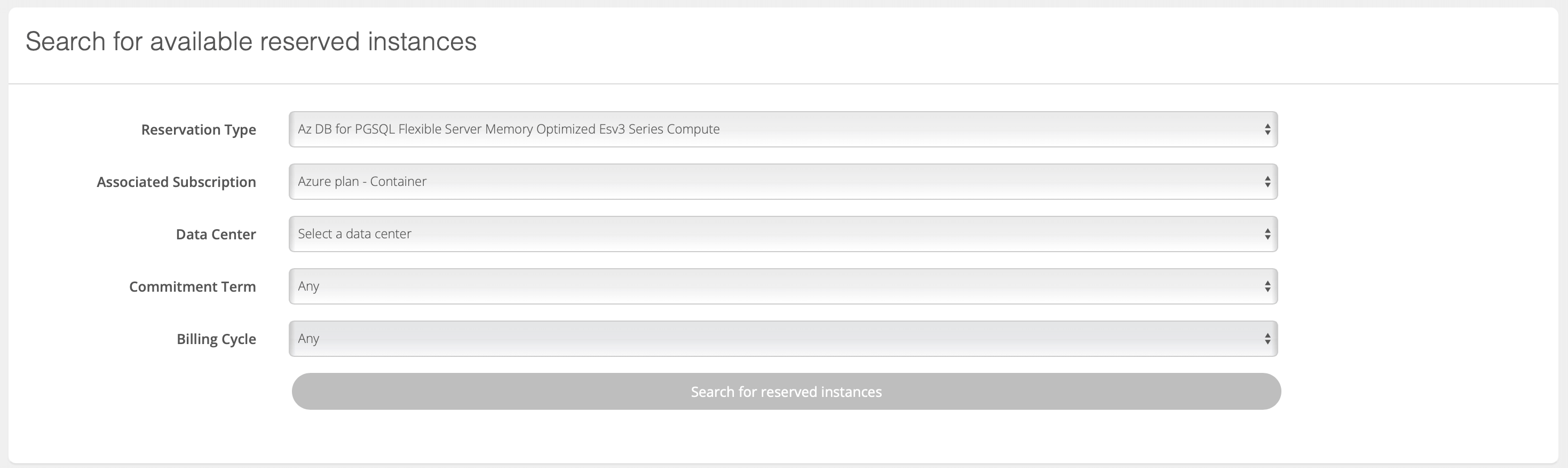 Reserved Instance filter