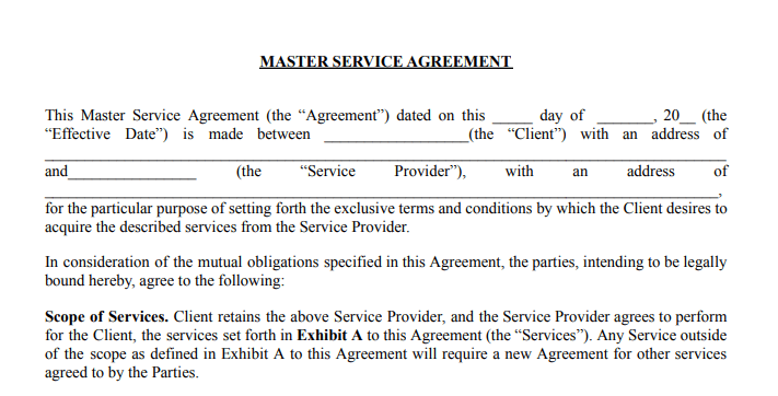 Sample Msa Master Services Agreement (MSA) Definition, Legal Terms & More