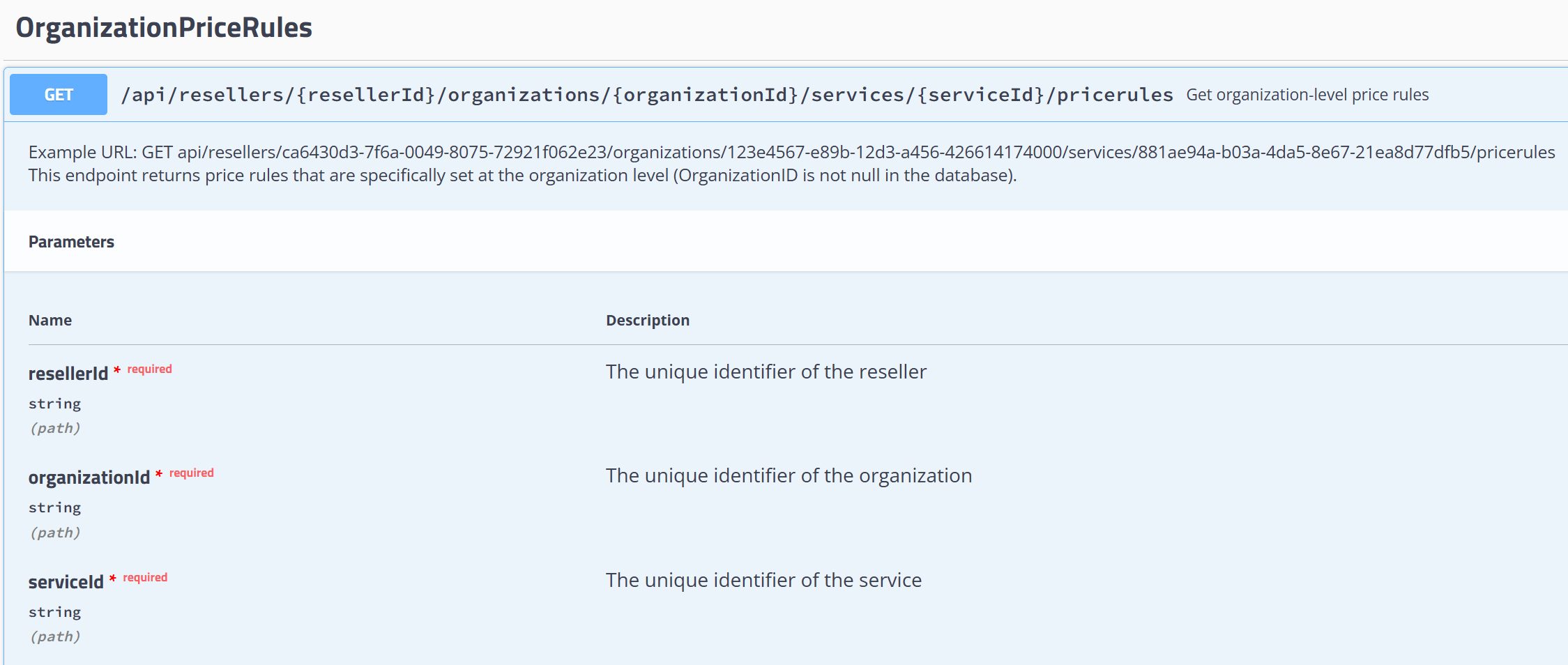 price rules api - org level